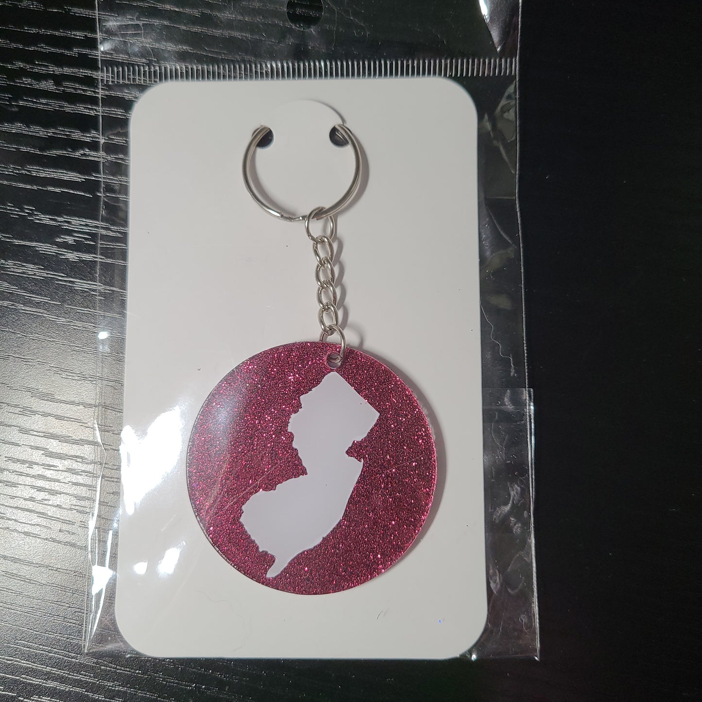 New Jersey Glitter Keychain