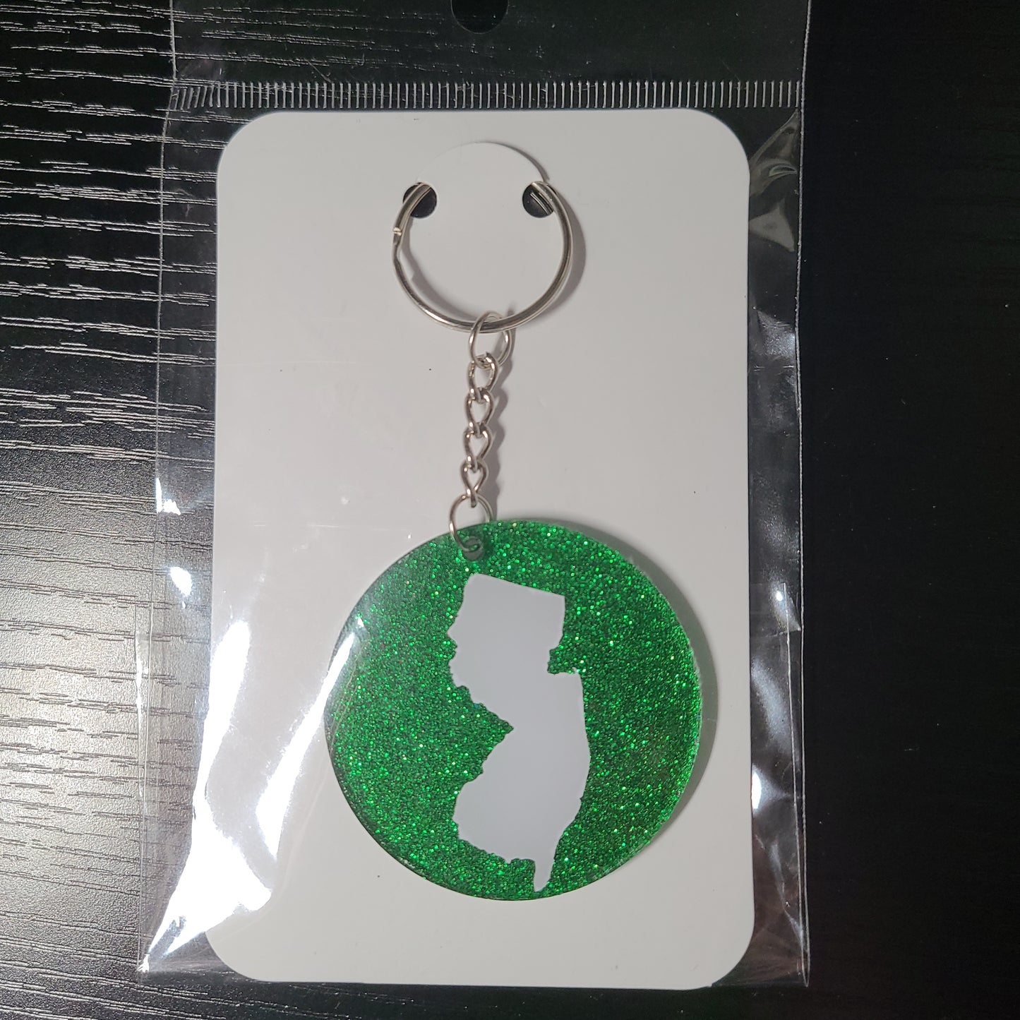 New Jersey Glitter Keychain