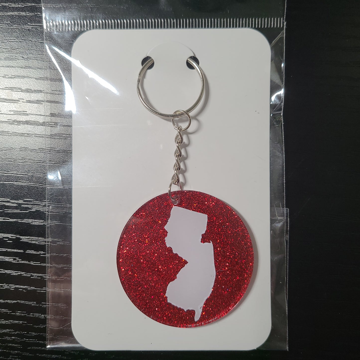 New Jersey Glitter Keychain