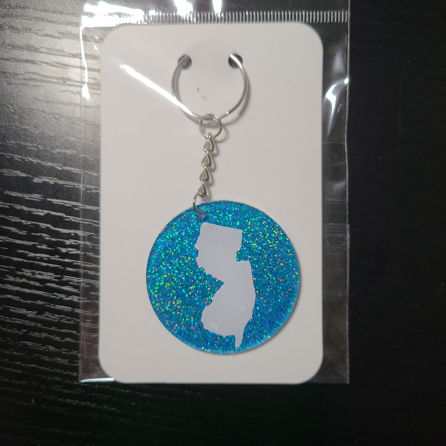 New Jersey Glitter Keychain
