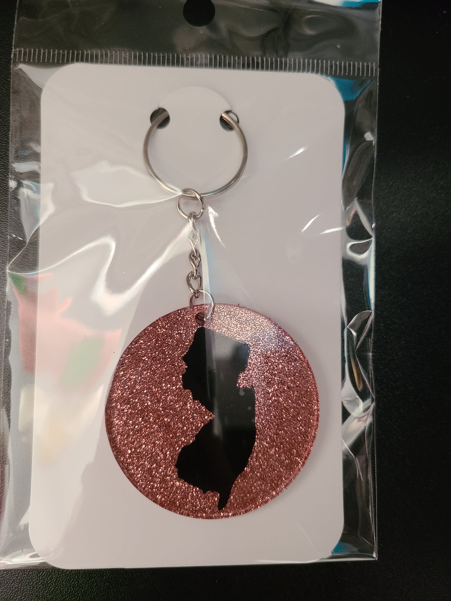 New Jersey Glitter Keychain