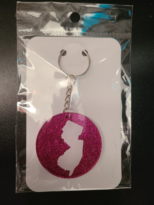 New Jersey Glitter Keychain
