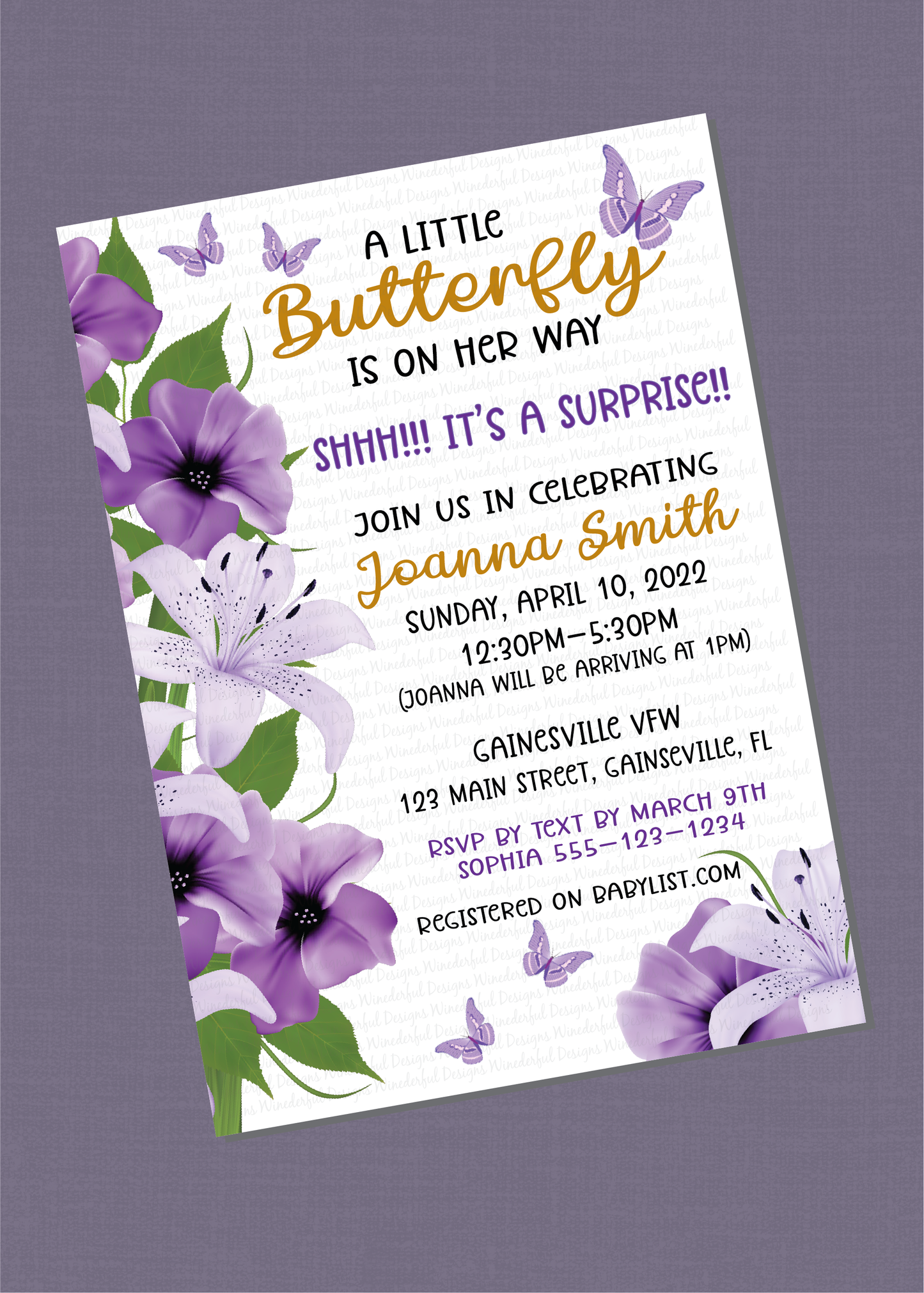 Butterfly Baby Shower Invitation
