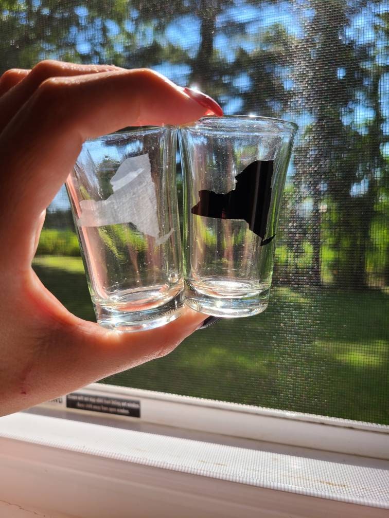 State Shot Glass - etched or vinyl - All States Available - New Jersey - New York - Pennsylvania