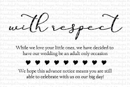 No Children, Adults Only Wedding Invitation Insert
