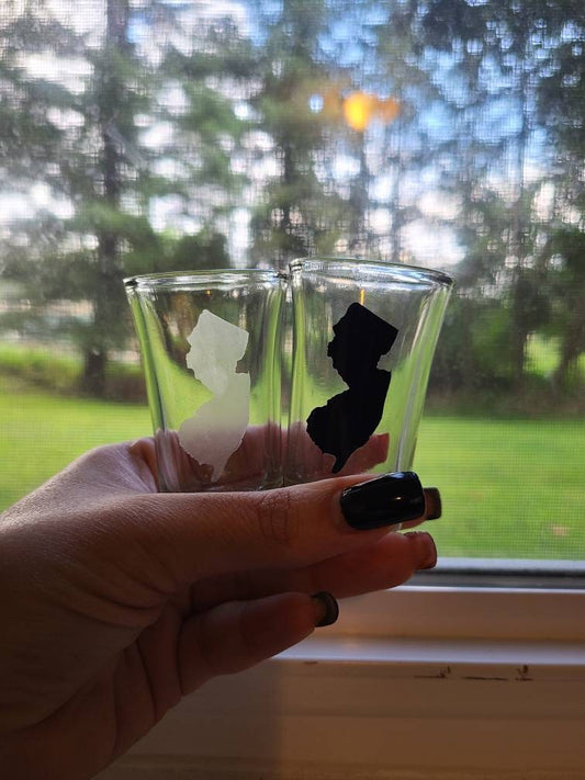 State Shot Glass - etched or vinyl - All States Available - New Jersey - New York - Pennsylvania