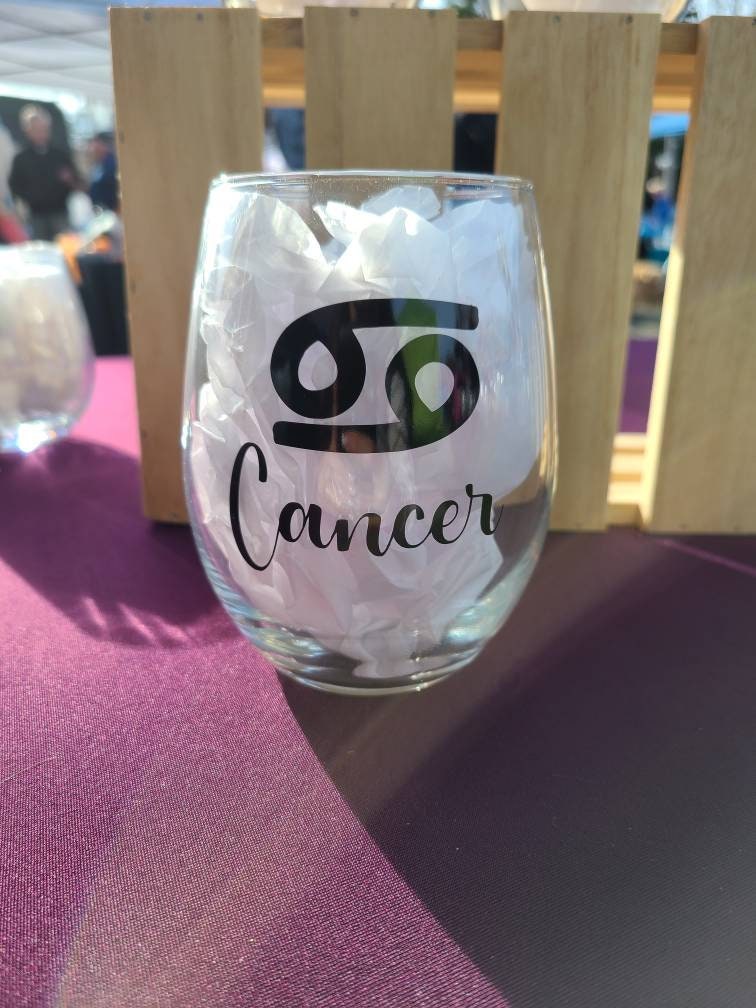 Zodiac Stemless Wine Glass - Aries, Aquarius, Gemini, Cancer, Leo, Libra, Taurus, Scorpio, Sagittarius, Pisces, Gemini, Capricorn - Birthday