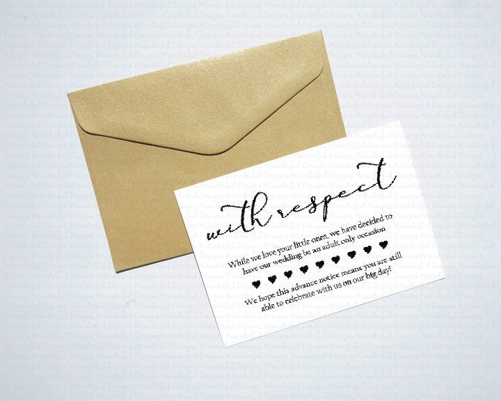 No Children, Adults Only Wedding Invitation Insert