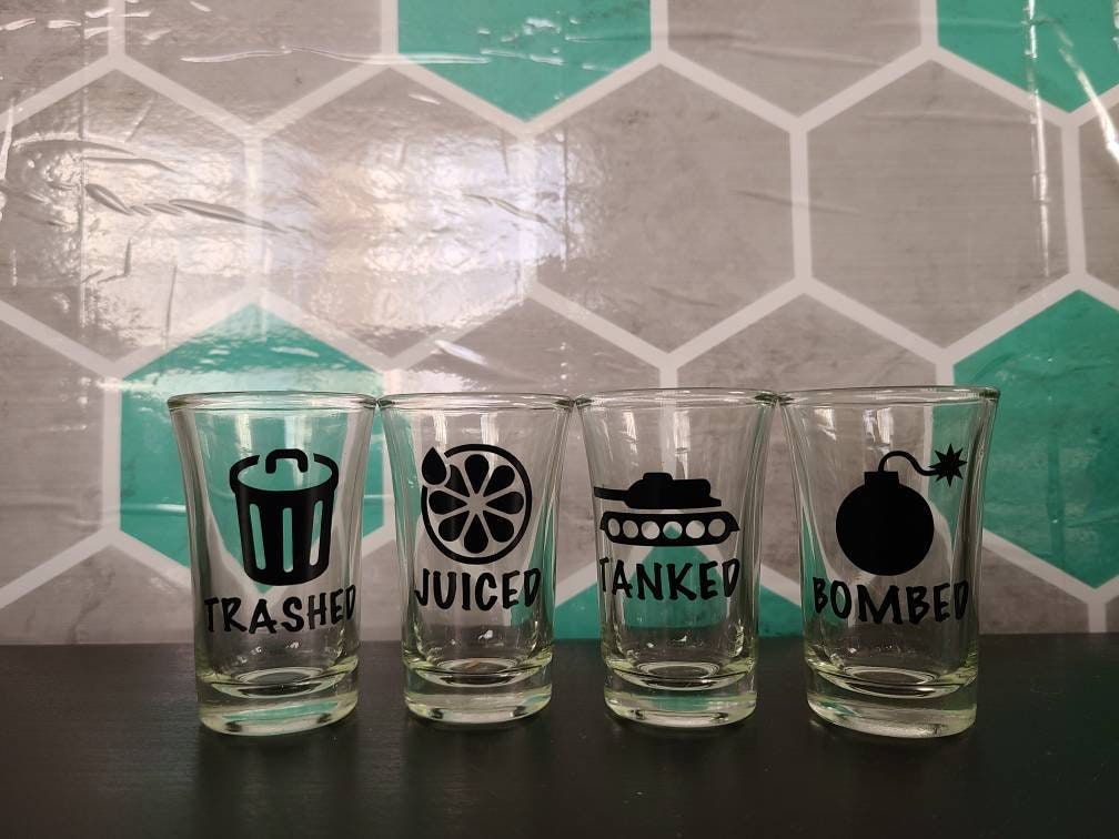 Set of 4! Tanked - Trashed - Juiced - Bombed