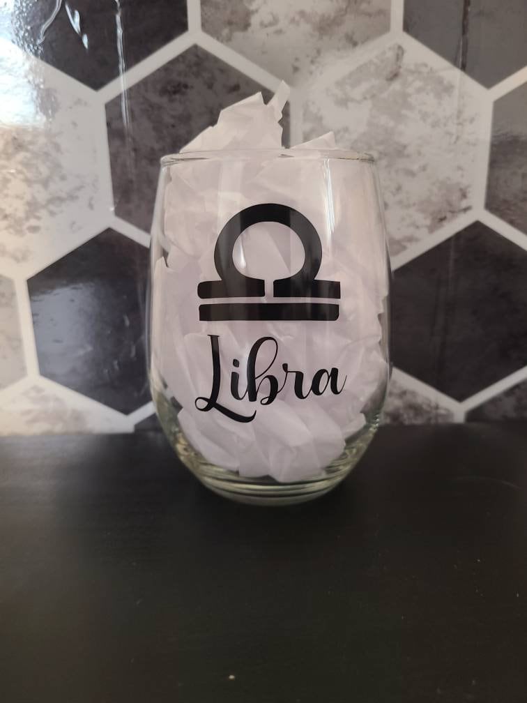 Zodiac Stemless Wine Glass - Aries, Aquarius, Gemini, Cancer, Leo, Libra, Taurus, Scorpio, Sagittarius, Pisces, Gemini, Capricorn - Birthday