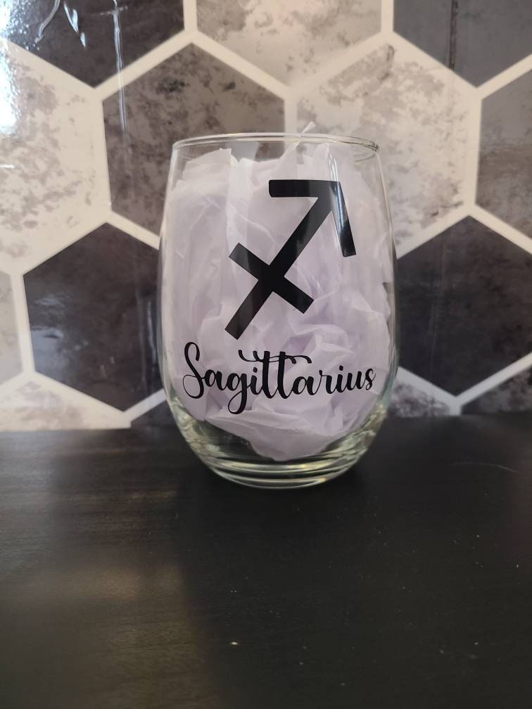 Zodiac Stemless Wine Glass - Aries, Aquarius, Gemini, Cancer, Leo, Libra, Taurus, Scorpio, Sagittarius, Pisces, Gemini, Capricorn - Birthday