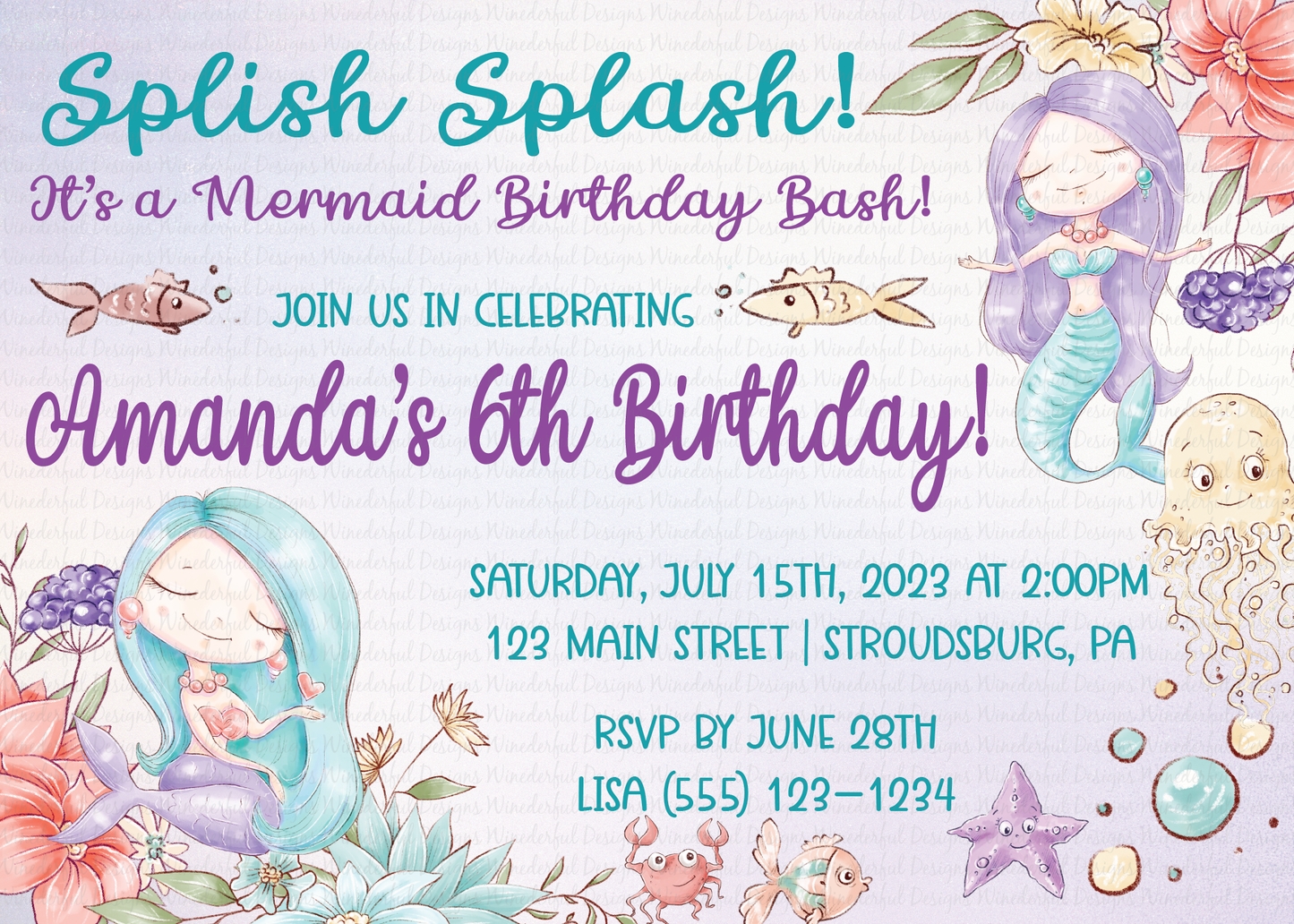 Mermaid Birthday Invitation