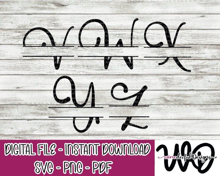 Split Monogram Alphabet 26 Individual SVG Digital Cut File PNG - Letters - A-Z - Commercial Use Allowed