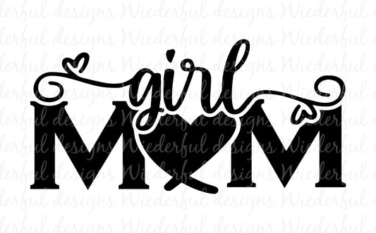 Girl Mom - Mug or Drinkware - T-shirt Designs - Tee Shirt - Hoodie - SVG Digital Cut File PNG - Commercial Use Allowed