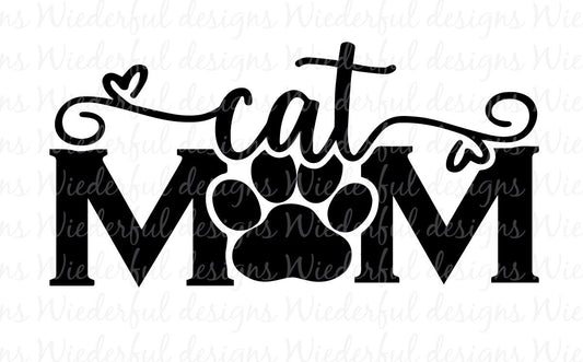 Cat Mom - Kitty Mug or Drinkware - T-shirt Designs - Tee Shirt - Hoodie - SVG Digital Cut File PNG - Commercial Use Allowed